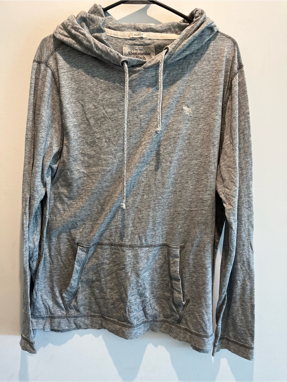 Abercrombie & Fitch Men's Heather Gray Hooded Pullover